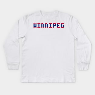 Pixel Hockey City Winnipeg 1996 Retro Kids Long Sleeve T-Shirt